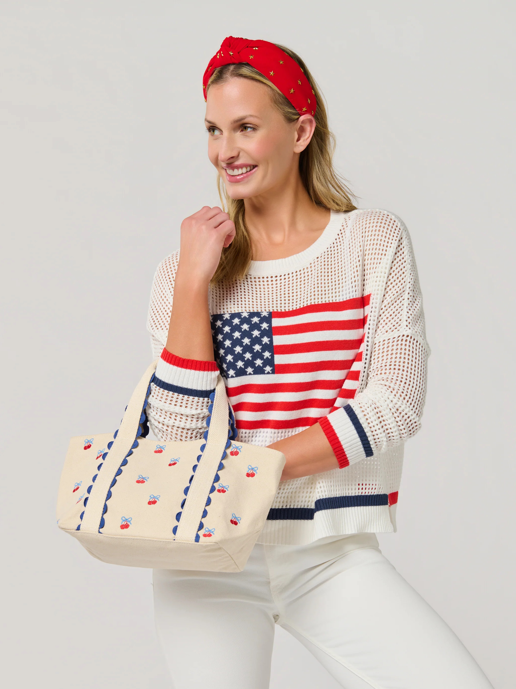 Shiraleah Cherry Icons Mini Tote, Natural | Shiraleah