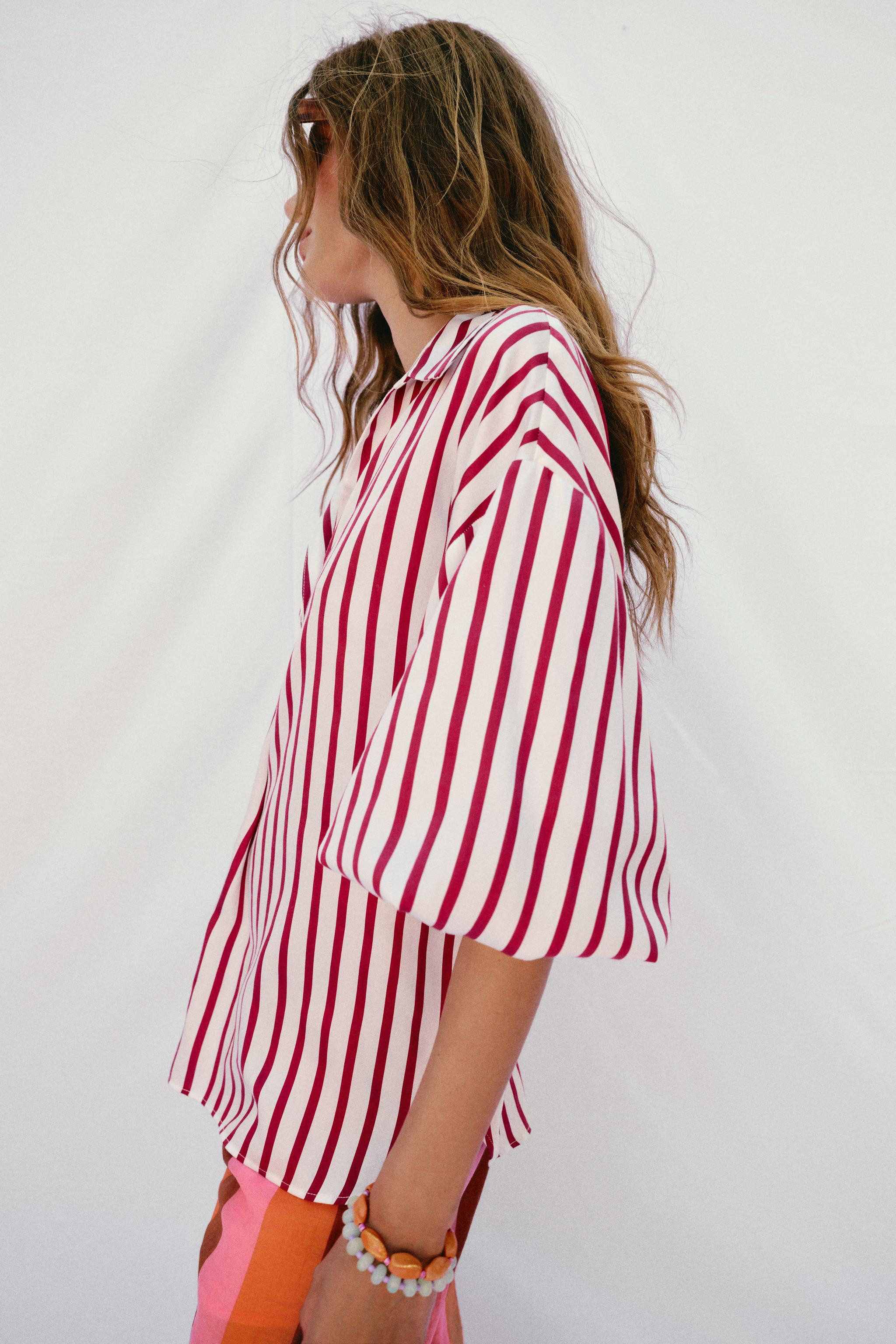 STRIPED PUFF SLEEVE SHIRT | Zara UK
