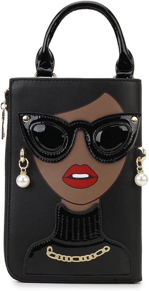 ENJOININ Women Novelty Lady Face Shoulder Bags Funky PU Leather Top Handle Satchel Handbags Clutc... | Amazon (US)
