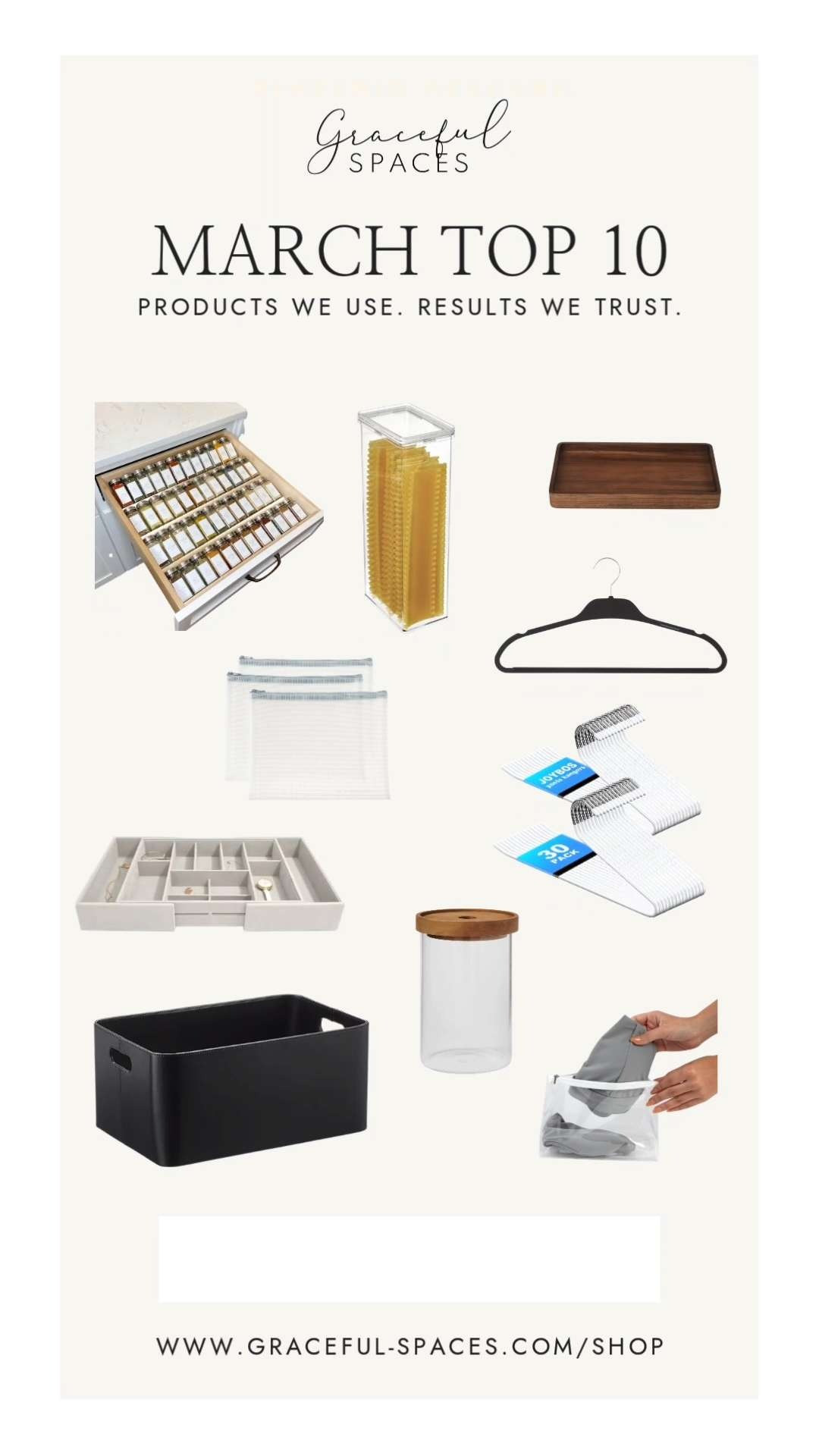 March Top 10 is here!  Products you love from Amazon, The Container Store, Target, and one product you will never guess is from WalMart.  This top 10 will organize your kitchen, closet, and take you on vacation! 

 #LTKHome