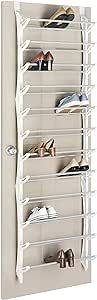 Whitmor Over the Door Shoe Rack, Fold-up Non-slip Bars, 36 Pair, White | Amazon (US)