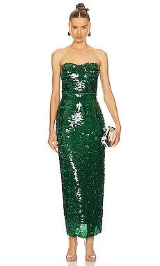 The New Arrivals by Ilkyaz Ozel Monique Strapless Dress in Vert Obscure from Revolve.com | Revolve Clothing (Global)