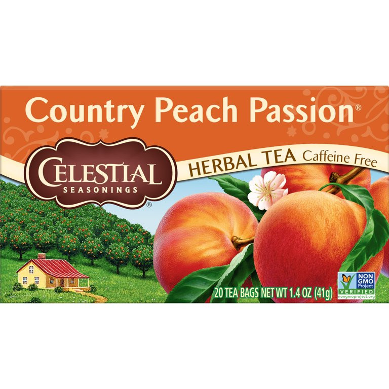 Celestial Seasonings Country Peach Passion Caffeine-Free Herbal Tea Bags, 20 Count | Walmart (US)