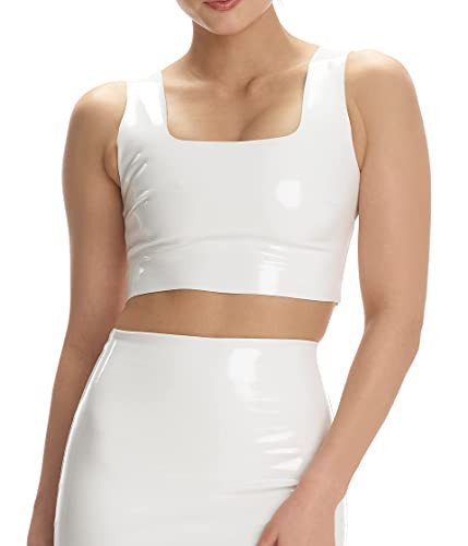 commando Faux Patent Leather Crop Top FLT110 White SM | Amazon (US)