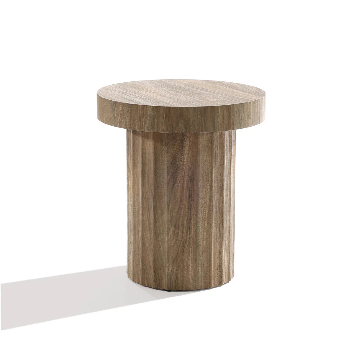 Dark Oak Finish Manufactured Wood Fluted Round Side Table | Wayfair North America
