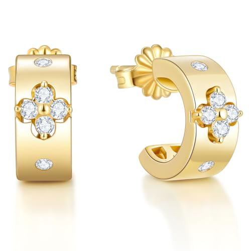 TIMELESSTAR Ideal Gifts Clover Hoop Earrings for Women|Premium Moissanite|18K Gold Plated 925 Ste... | Amazon (US)