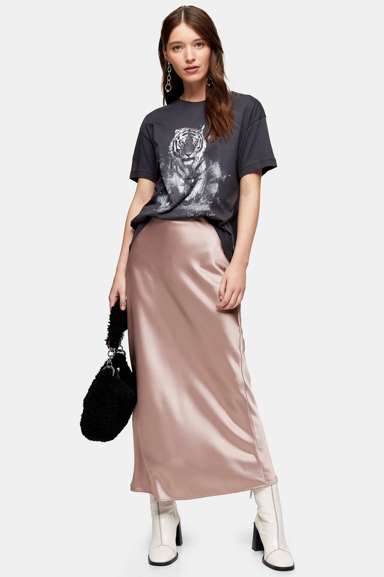 Dusty Pink Satin Bias Maxi Skirt | Topshop UK