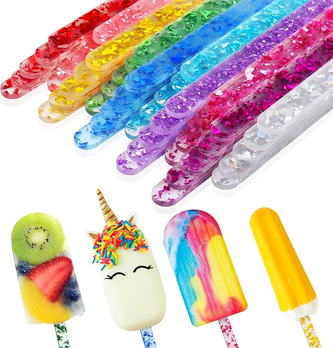 AIERSA 50Pcs Acrylic Popsicle Sticks, Reusable Cakesicle Sticks for Popsicles Molds DIY Ice Pop, ... | Amazon (US)