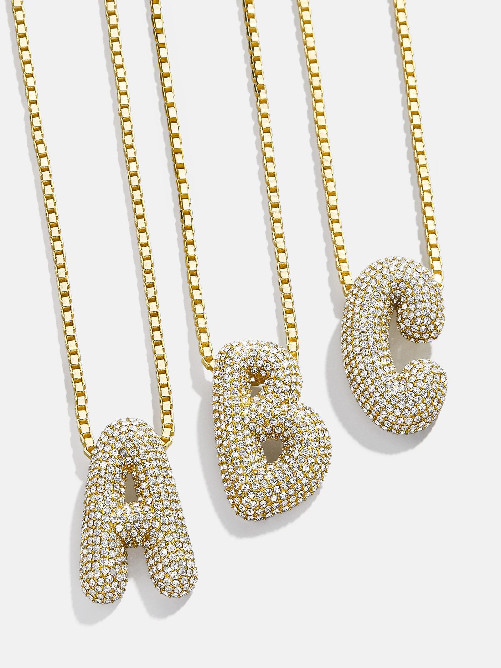 Pavé Bubble Initial Necklace - Clear/Gold | BaubleBar (US)