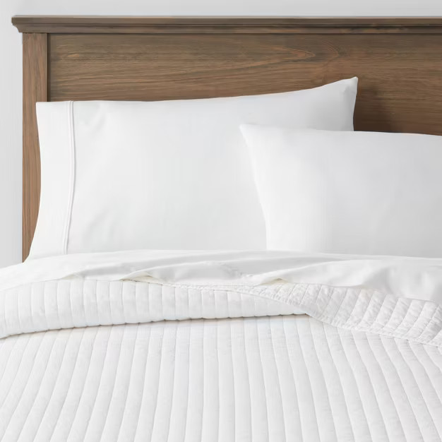 King Washed Cotton Sateen Quilt White - Threshold™ | Target