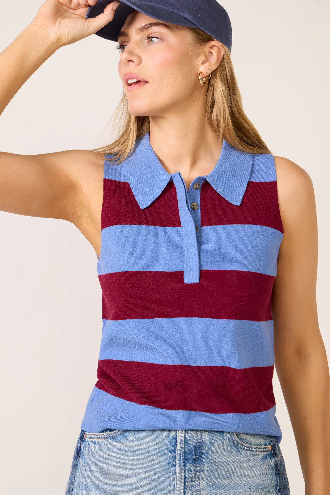 EVEREVE Women's Jayden Rugby Tank Top, Size Small, Blue | Evereve