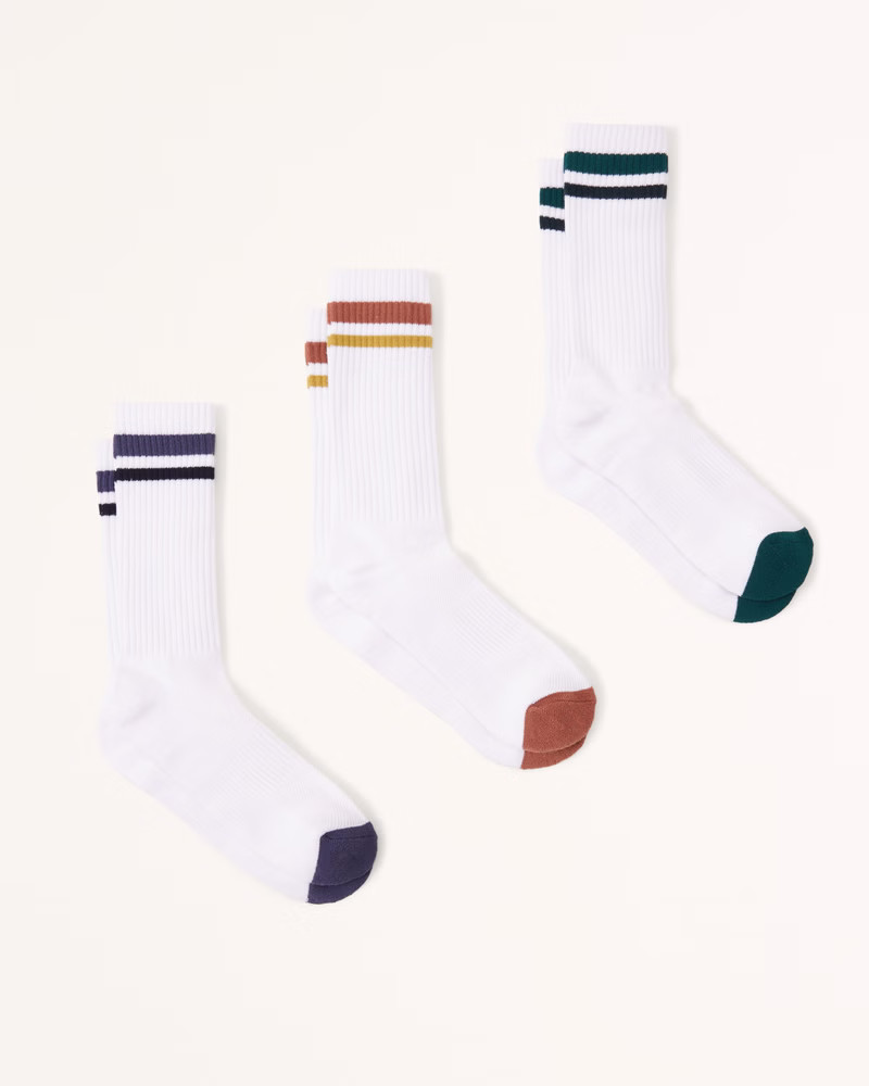 3-Pack Athletic Crew Socks | Abercrombie & Fitch (US)