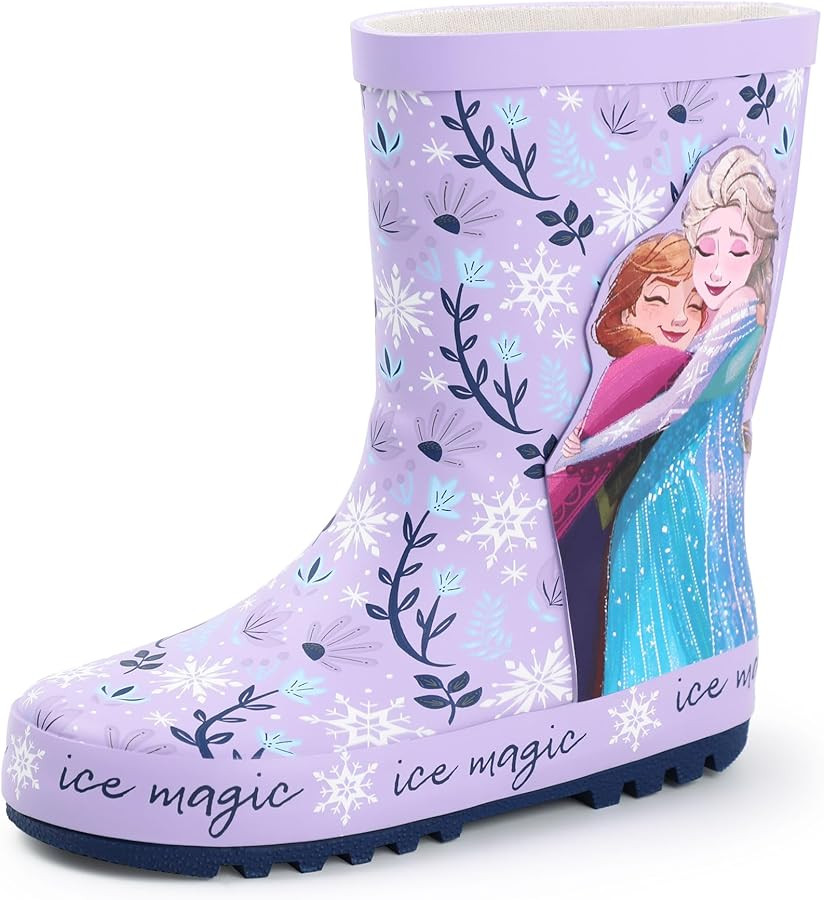 Disney Frozen Girls Purple Anna & Elsa Storm Boots | Waterproof Rain Boots for Outdoor Play in We... | Amazon (US)