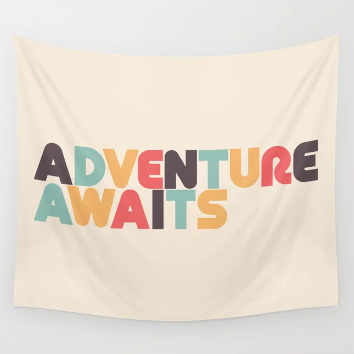 Adventure Awaits - Retro Rainbow Wall Tapestry by Lyman Creative Co. | Society6