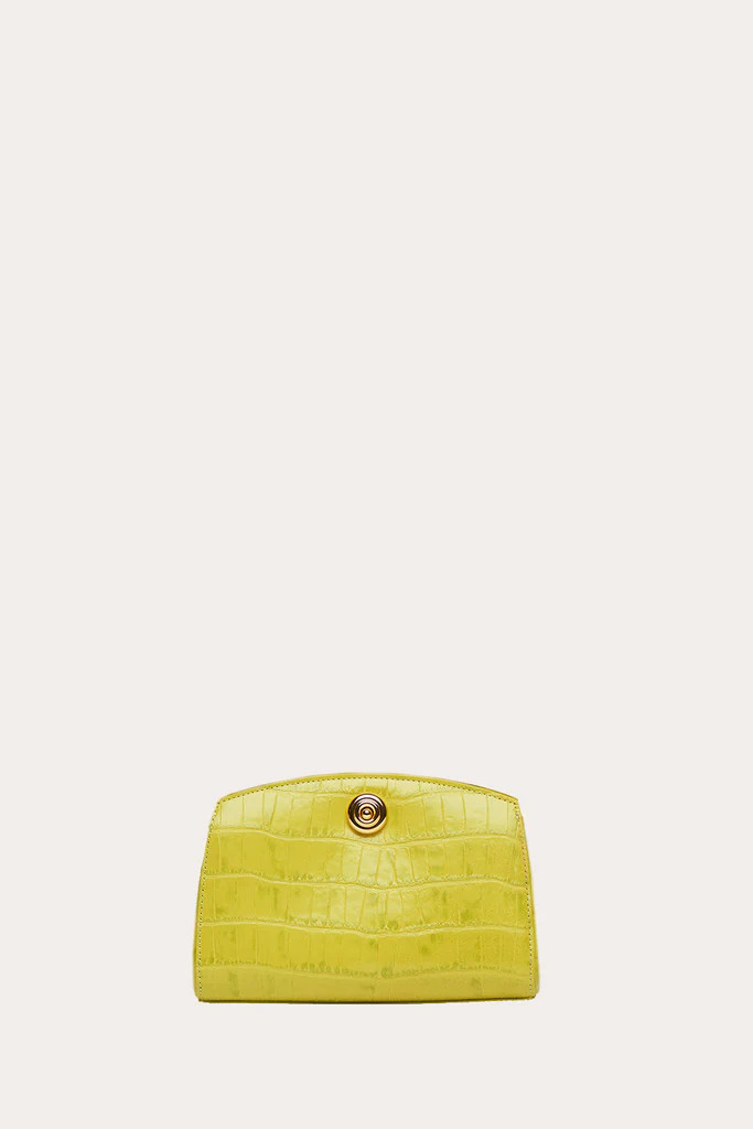 Pushlock Clutch Chartreuse Croc | LITTLE LIFFNER