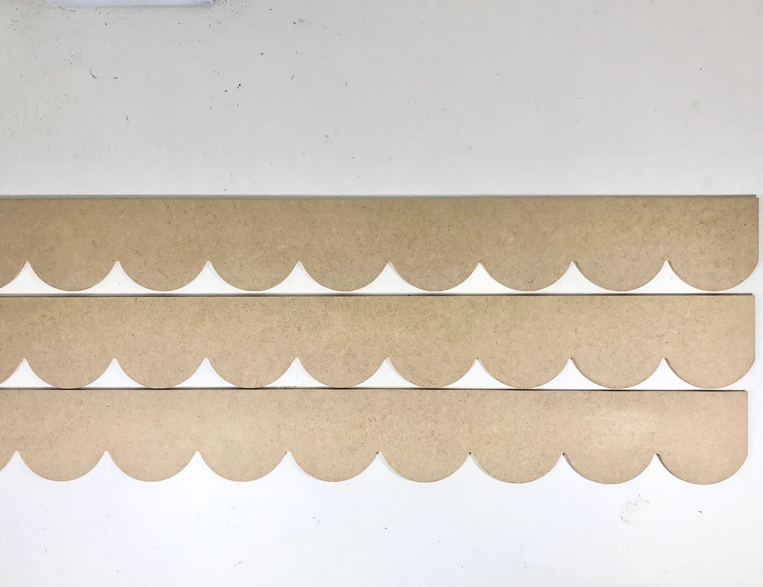 Scallop pattern MDF wood cutout- 3 Pack - Each piece 46" long, Grade A Scalloped Crown Molding Tr... | Etsy (US)