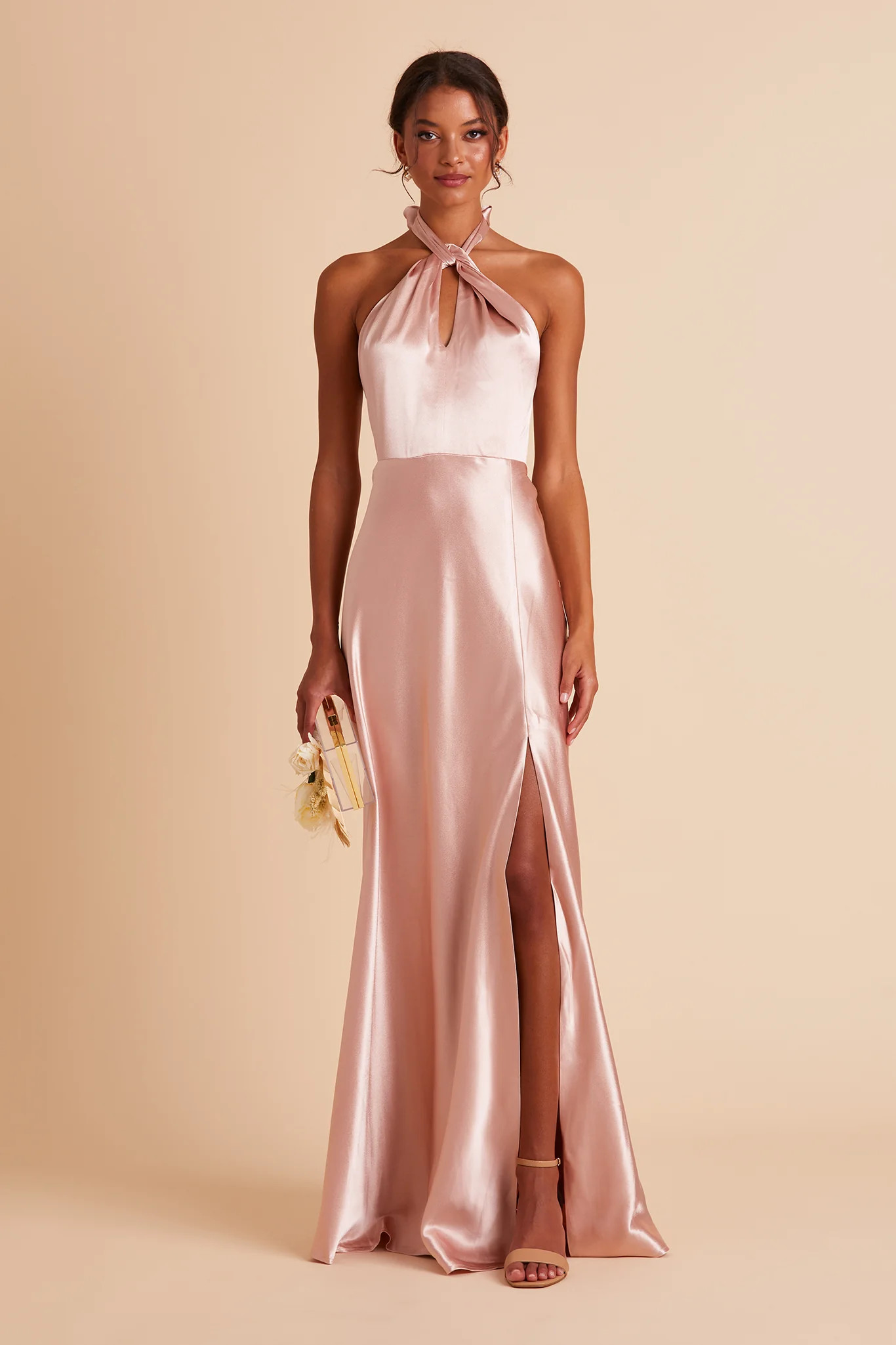 Monica Satin Dress - Rose Gold | Birdy Grey