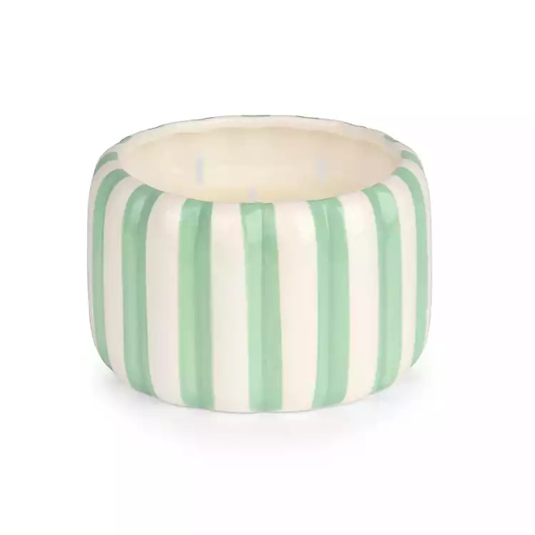 Green Stripe Ceramic 3-Wick Jar Candle | Kirklands