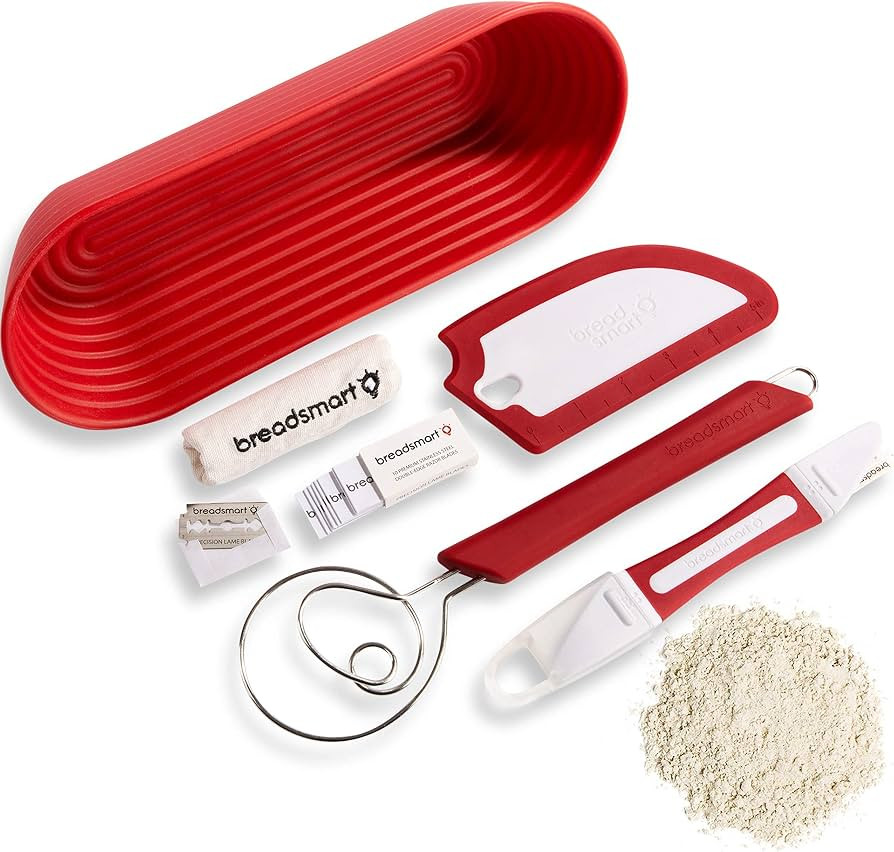 Artisan Bread Making Kit - 5 PC Baking Supplies Set - Lame, Scraper, Whisk, Proofing Basket & Cot... | Amazon (US)