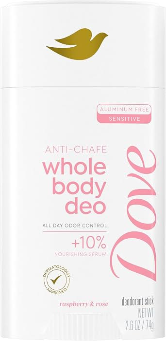 Dove Whole Body Deo Aluminum Free Anti-Chafe Deodorant Stick Raspberry & Rose for 72h Odor Contro... | Amazon (US)
