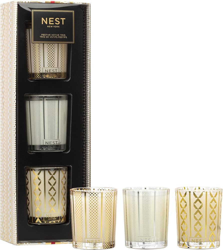 NEST New York Holiday, Birchwood Pine, Blue Cypress & Snow Festive Scented Votive Candle Trio, 6 ... | Amazon (US)
