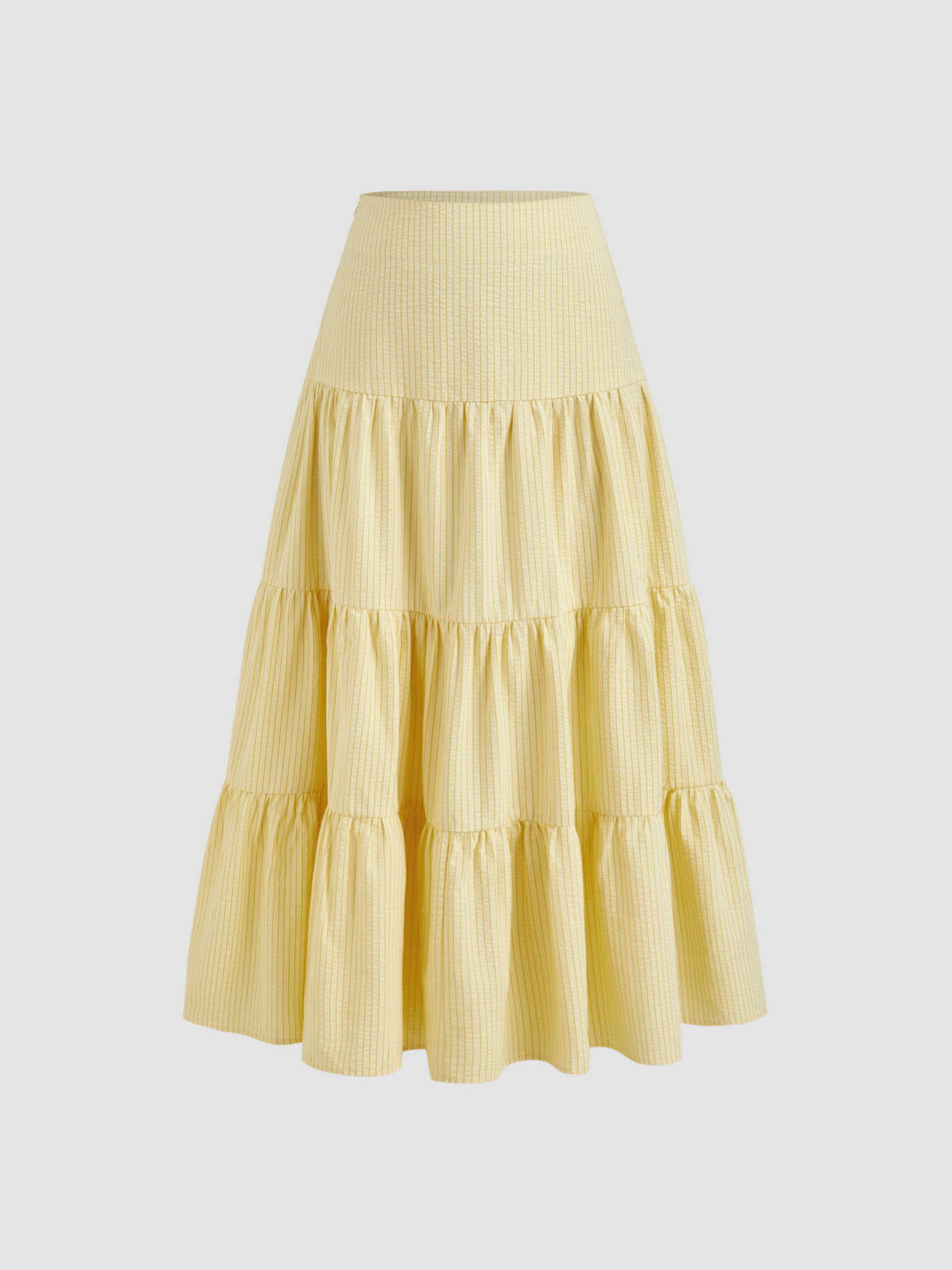 Cotton-blend Mid Rise Stripe Tiered Maxi Skirt | Cider