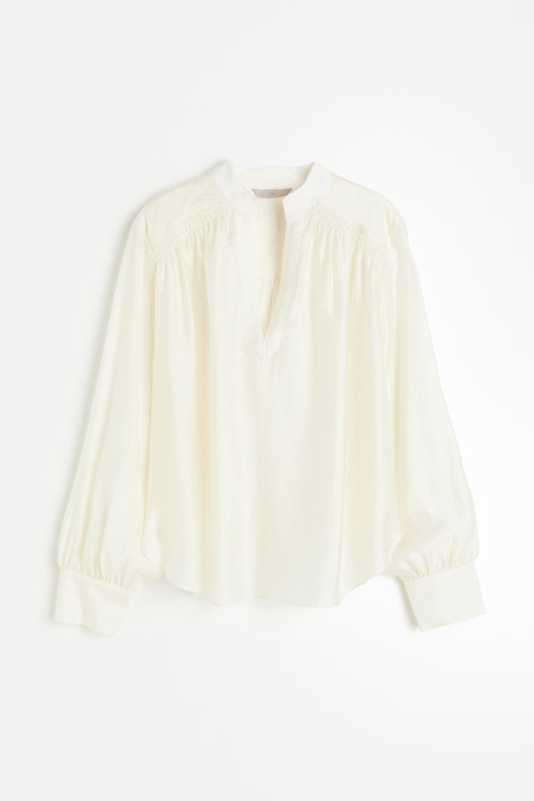 H & M - Lyocell popover blouse - White | H&M (UK, MY, IN, SG, PH, TW, HK)