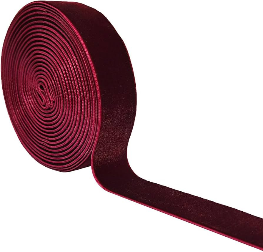 Wedding Christmas Valentin's Day Gift Box DIY Craft Decor Velvet Ribbon (Wine, 1''x6Yards) | Amazon (US)