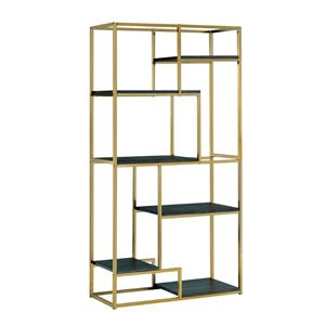 Furniture of America Jan Modern Metal 6-Shelf Bookcase in Gold | Homesquare