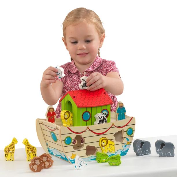 KidKraft Noah's Ark Shape Shorter with 17 Wooden Pieces, Toddler and Preschooler Toy Playset - Wa... | Walmart (US)