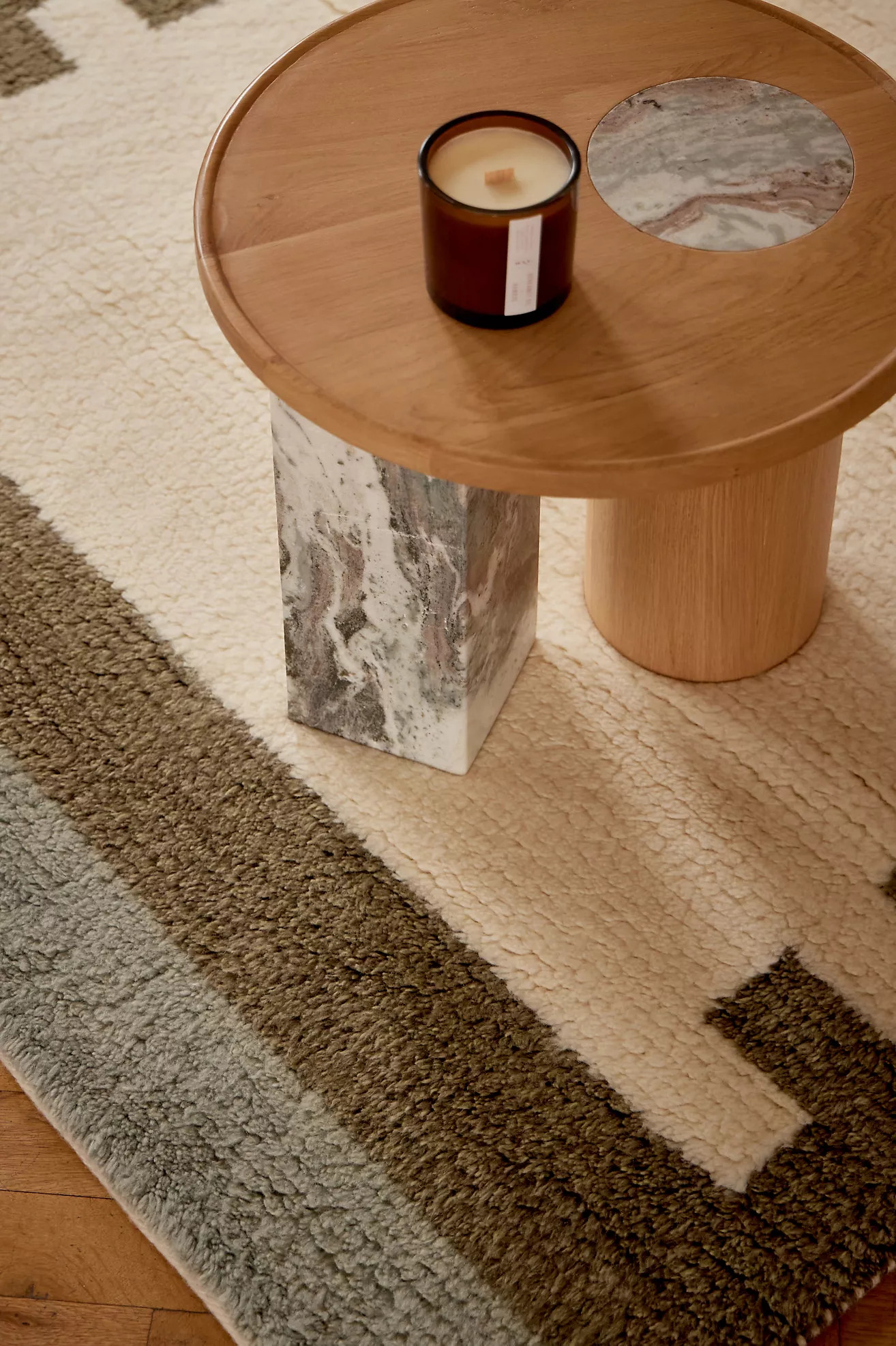 Tufted Wool Shag Color-Blocked Border Rug | Anthropologie (US)