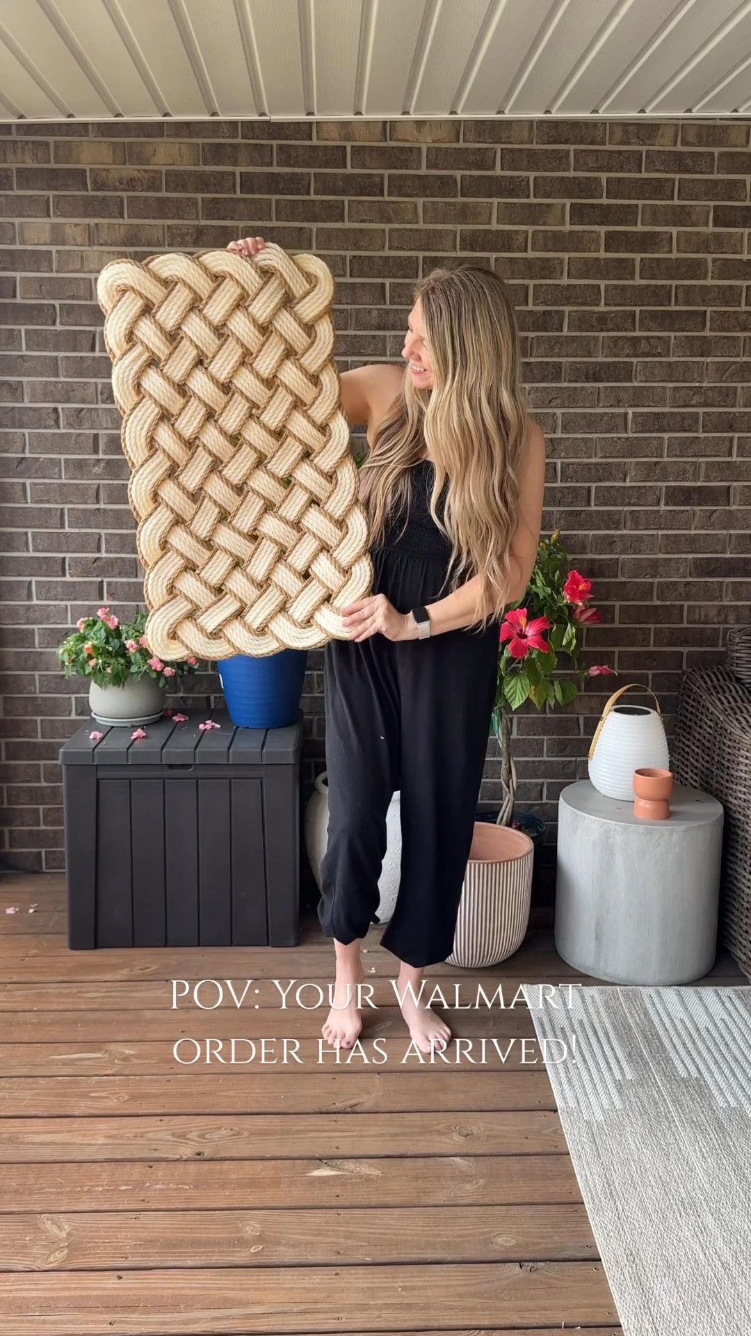 POV: The excitement when your Walmart order has arrived.! 🤩 Loving this braided outdoor mat. It made from PVC so easy to clean. Don’t forget to grab some ring grippers too! 

#LTKHome #LTKSeasonal #LTKSaleAlert