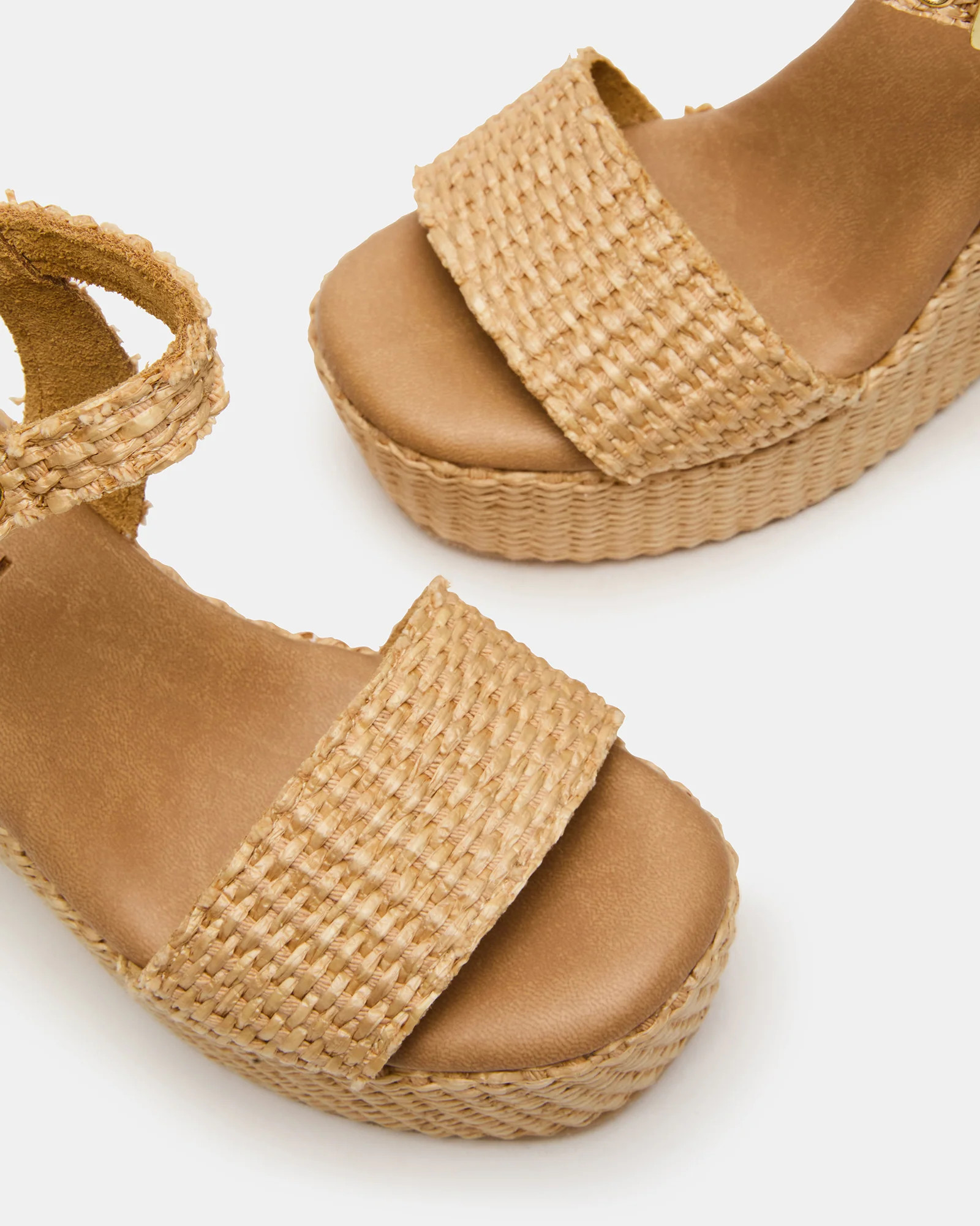 PALM Natural Raffia Platform Wedge Women's Sandal | Steve Madden (US)