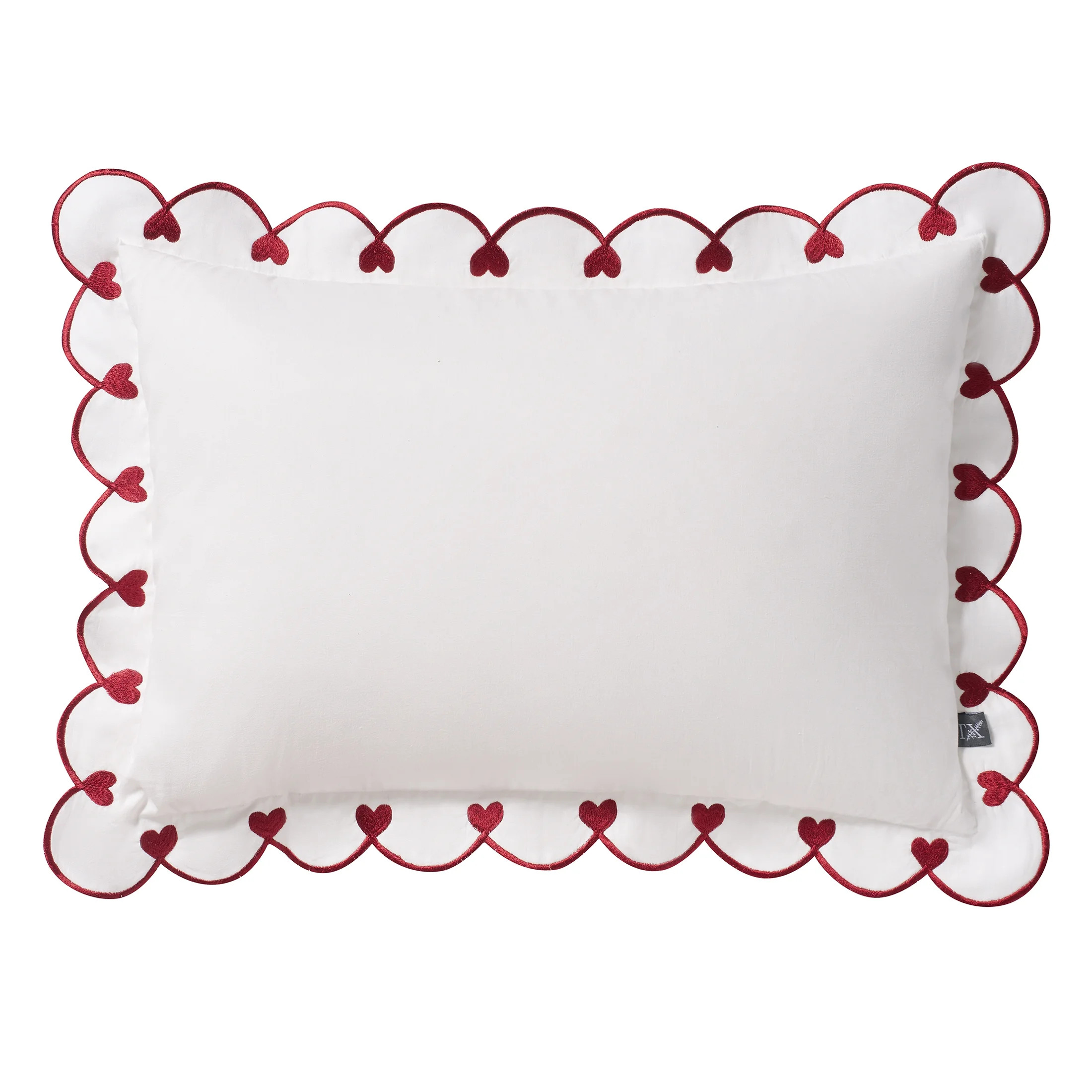 My Texas House 14" x 20" Bright White Scallop Embroidered Hearts Cotton Decorative Pillow Cover | Walmart (US)