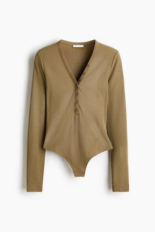 H & M - Ribbed Jersey Bodysuit - Green | H&M (US + CA)