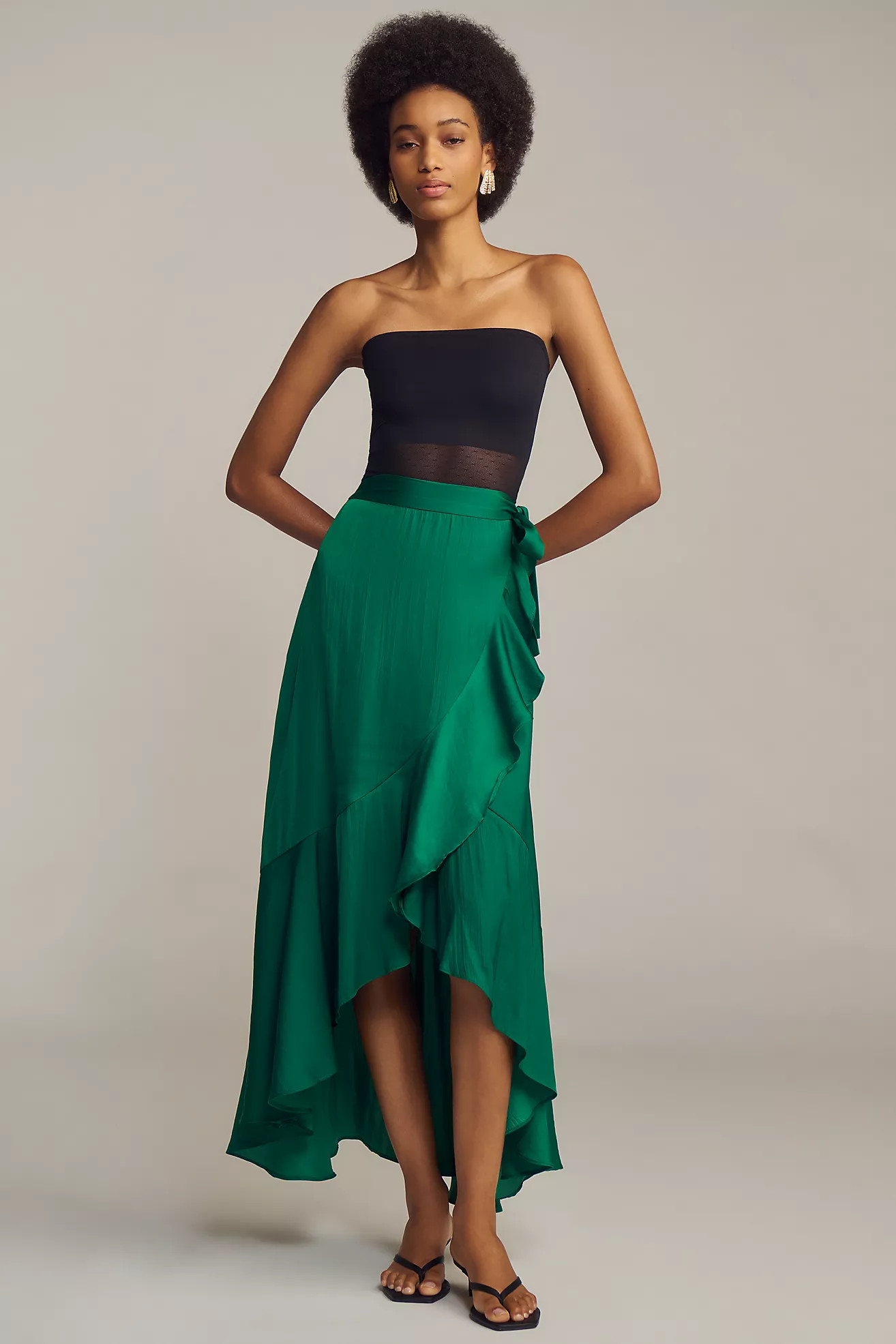 Maeve Ruffled Wrap Maxi Skirt | Anthropologie (US)