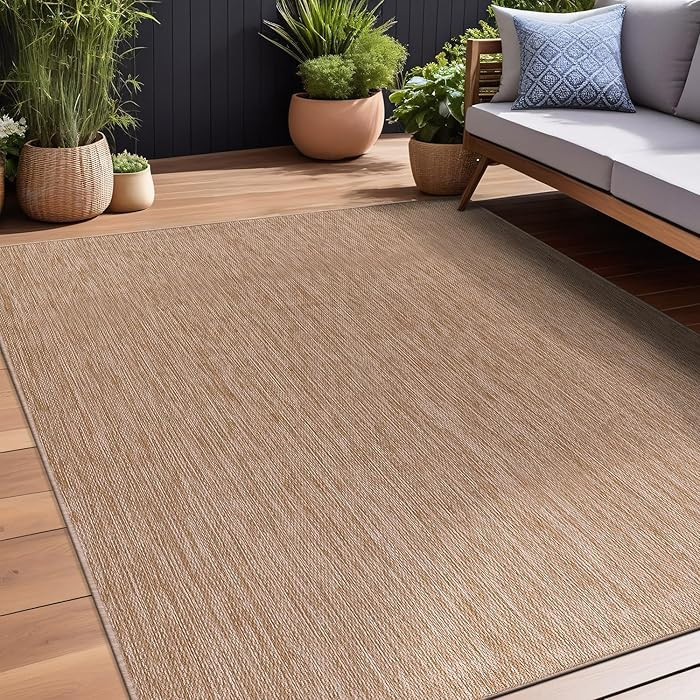 Beverly Rug Indoor Outdoor Rug 10x14, Washable Outside Carpet for Patio, Deck, Porch, Solid Moder... | Amazon (US)
