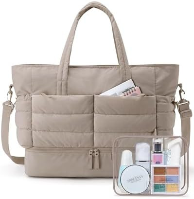 BAGSMART Large Travel Duffel Bag with Shoe Compartment, Puffer Carry-On Gym Weekender Bag for Wom... | Amazon (US)