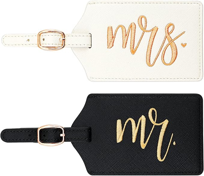 CHOIEO Mr and Mrs Luggage Tags, Bridal Shower Gift Honeymoon Gifts Wedding Gifts for Bride, PU Le... | Amazon (US)