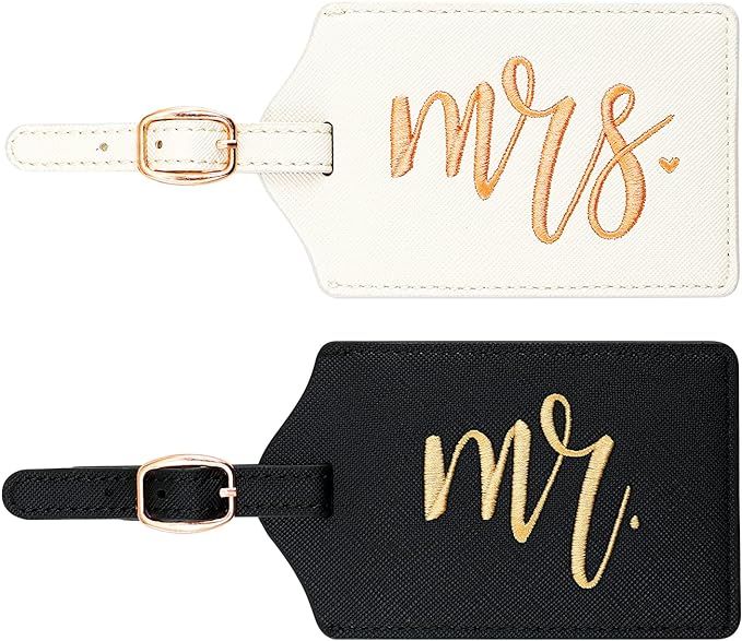 CHOIEO Mr and Mrs Luggage Tags, Bridal Shower Gift Honeymoon Gifts Wedding Gifts for Bride, PU Le... | Amazon (US)