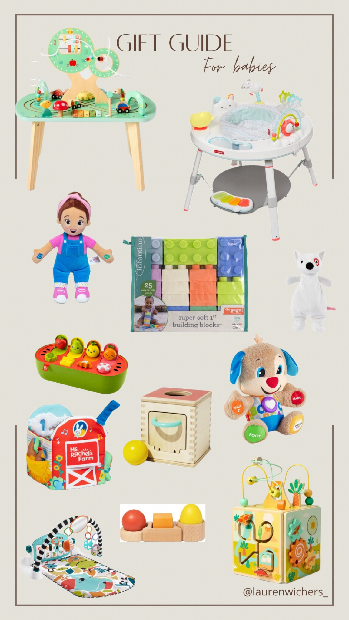Gift guide for babies 👶🏼 

Target | Ms Rachel | gift guide | lovevery | fisher price | Montessori | baby gift ideas 

#LTKFindsUnder100 #LTKGiftGuide #LTKBaby