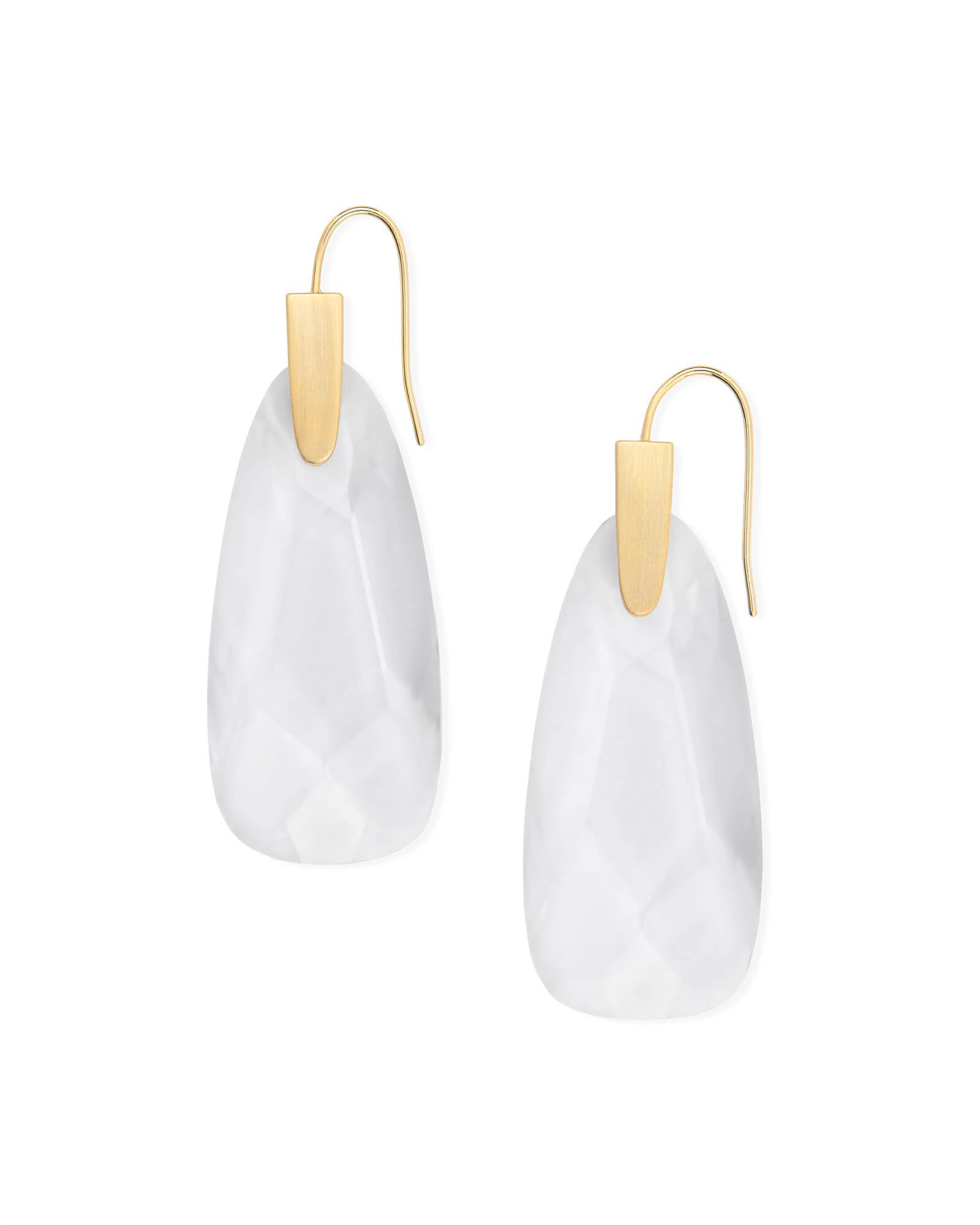 Maize Gold Drop Earrings in Clear Glass | Kendra Scott