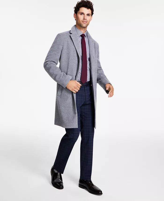 Tommy Hilfiger Men's Addison Wool-Blend Trim Fit Overcoat - Macy's | Macy's