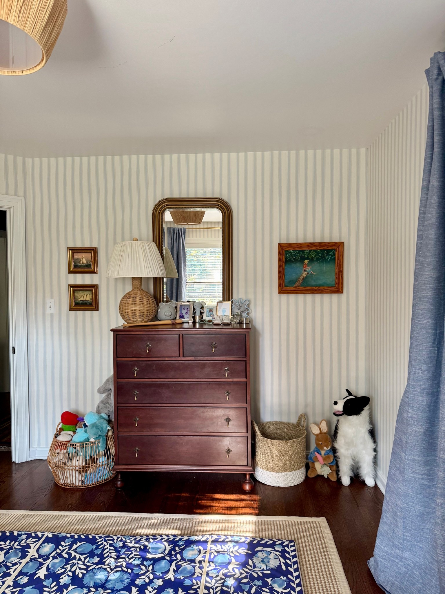 Toddler room inspo. Toddler room. Little boys room. Blue and white. Big boy room. Wallpaper. Baby boy nursery inspo. Nursery mood board. Nursery. Baby boy nursery. Storage baskets. High low nursery finds baby boy room. Blue and white stripe wallpaper. LTKhome. LTKbaby. LTKkids

#LTKKids #LTKBaby #LTKHome