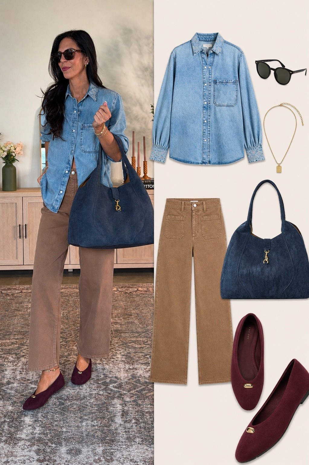 Some of my favorite and current @Target target fines altogether. This sweet bag is a must for fall and these pants are everything.
Size 2 in pants 
Denim top- sized up to medium