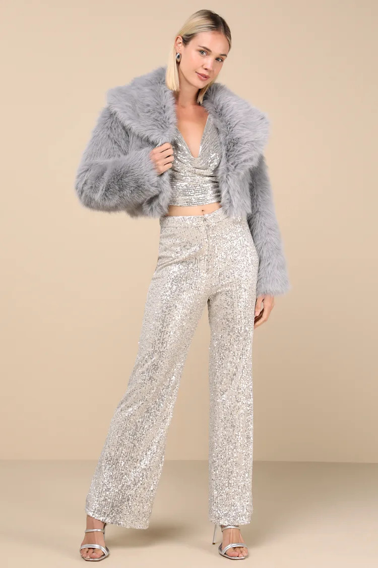 Incredibly Luxe Grey Faux Fur Cropped Jacket | Lulus