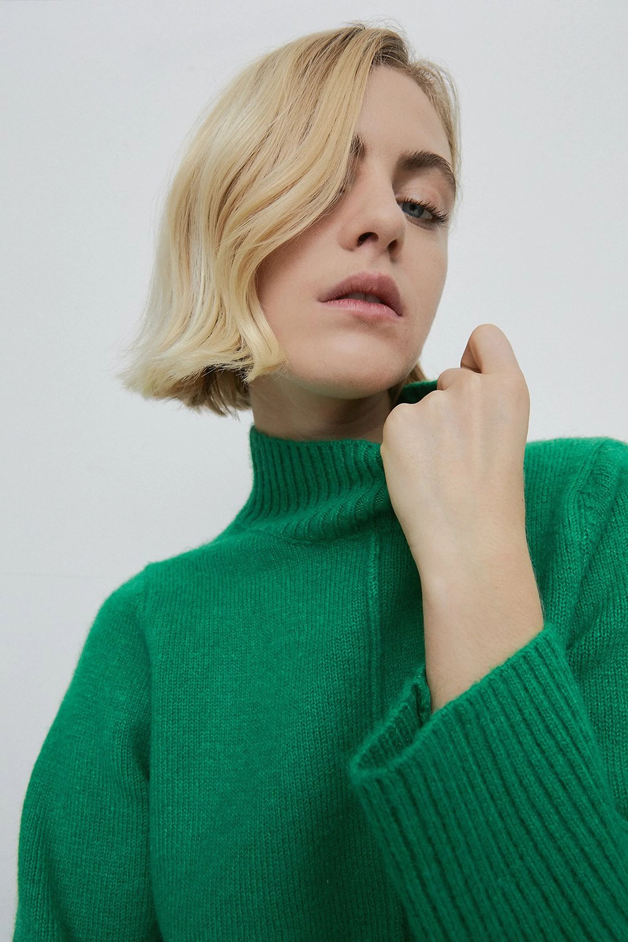 Recycled Wool Mix Funnel Neck Knit Jumper | Warehouse UK & IE