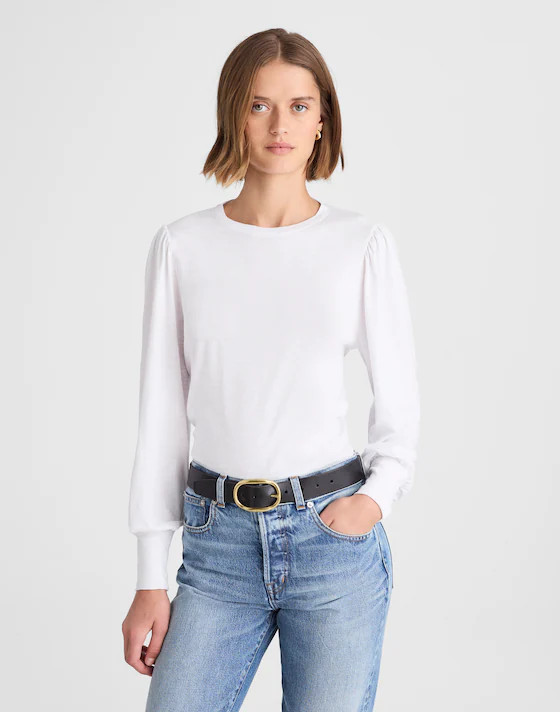 Smocked Long-Sleeve Top in Soft Slub | Madewell