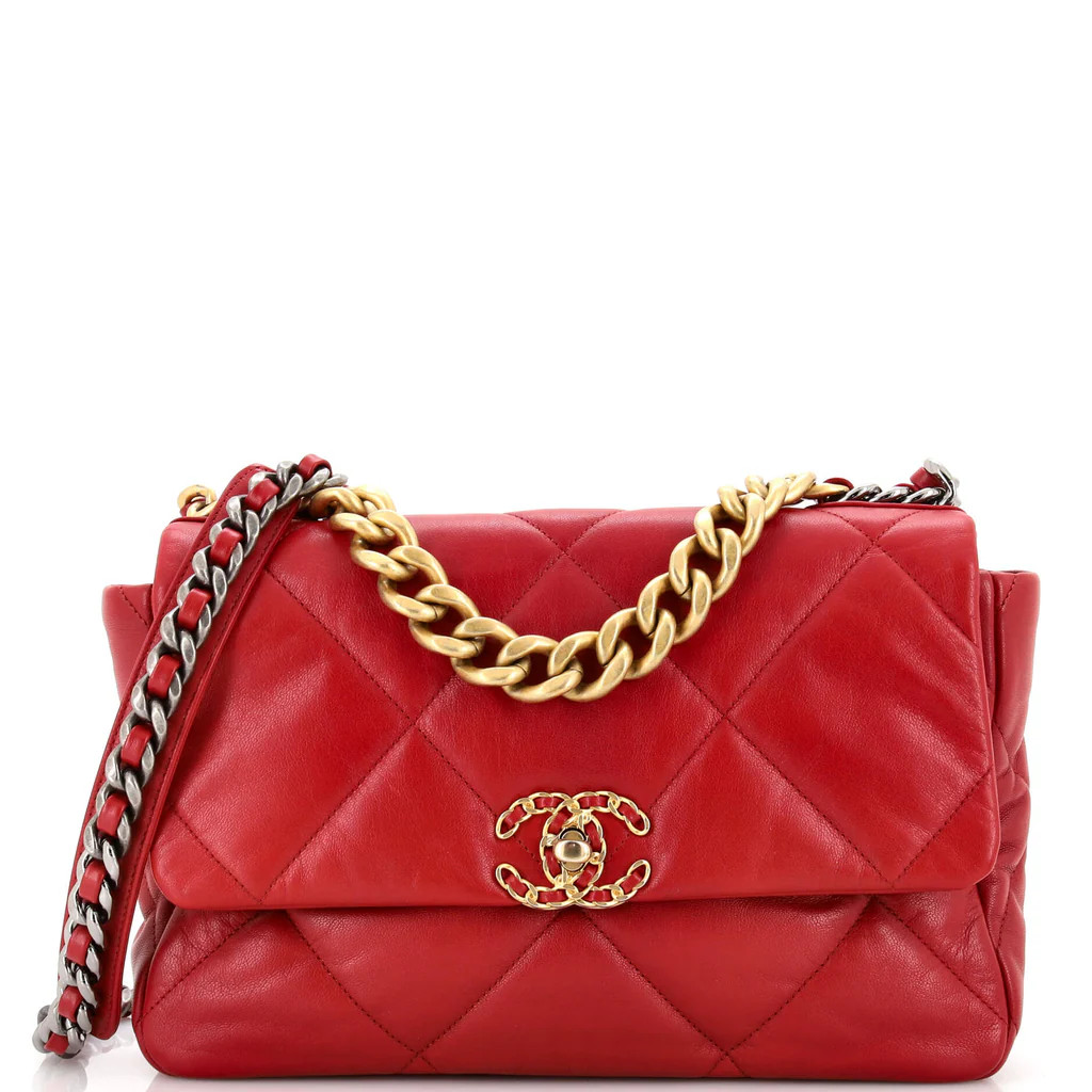 Chanel 19 Flap Bag Quilted Leather Large Red 2642704 | Rebag