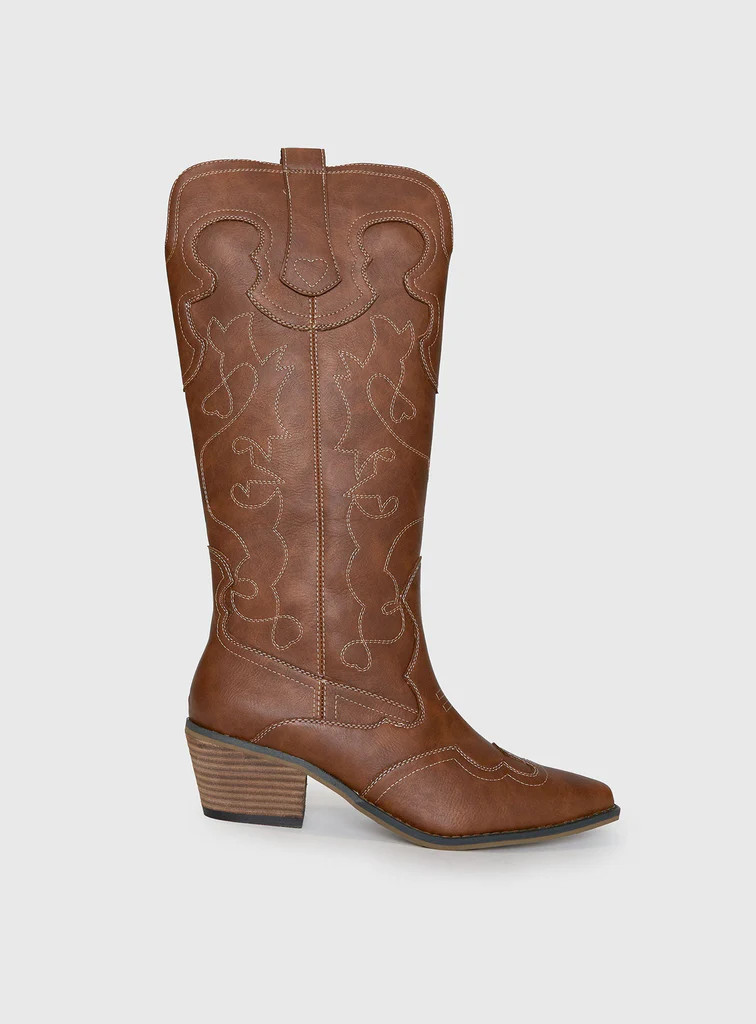 Therapy Malvin Cowboy Boots Tan | Princess Polly AU